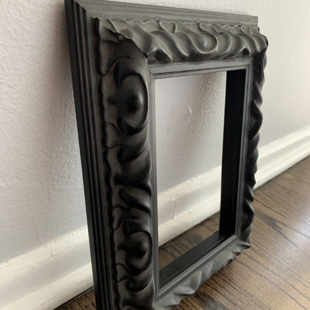 5x7 Art Picture Canvas Frame Matte Black Wavy Ornate Victorian Vintage Baroque